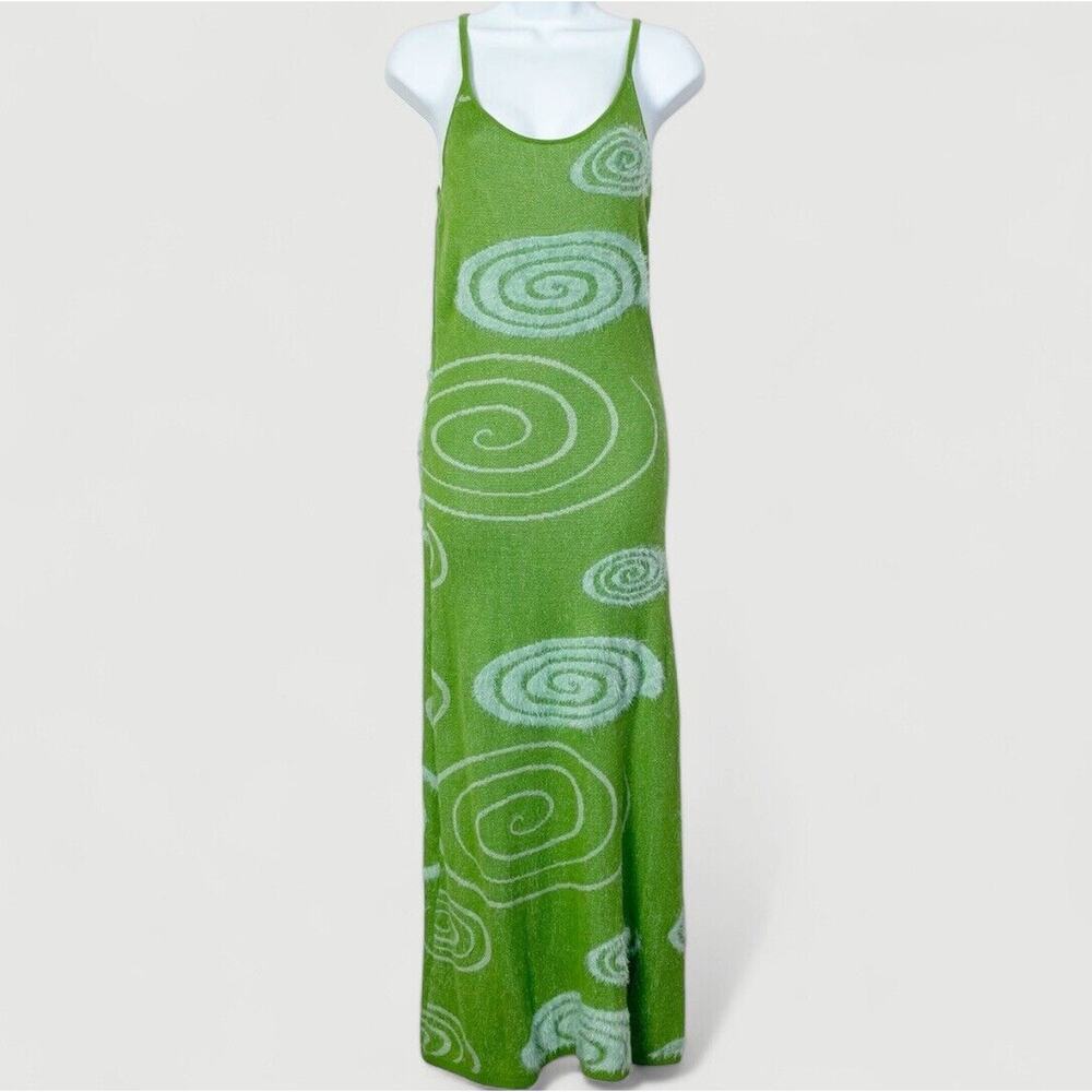 House of Sunny The Galaxy Hockney Knit Midi Slip Cut‎ Out Dress Grass Green US 4 - Picture 2 of 14